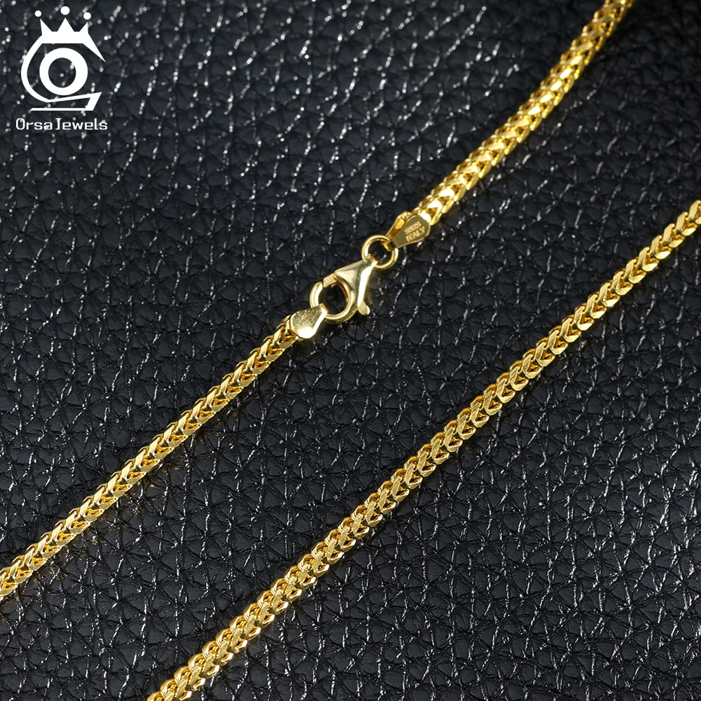 925 Sterling Silver Chain Necklace Men - ORSA JEWELS S925 Silver 2mm Franco