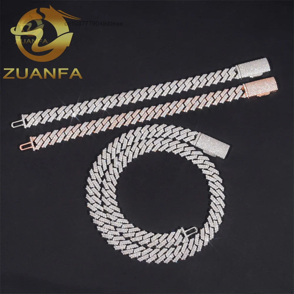 Cuban Link Chain 12Mm - 2Row 12mm Moissanite Hip Hop Jewelry