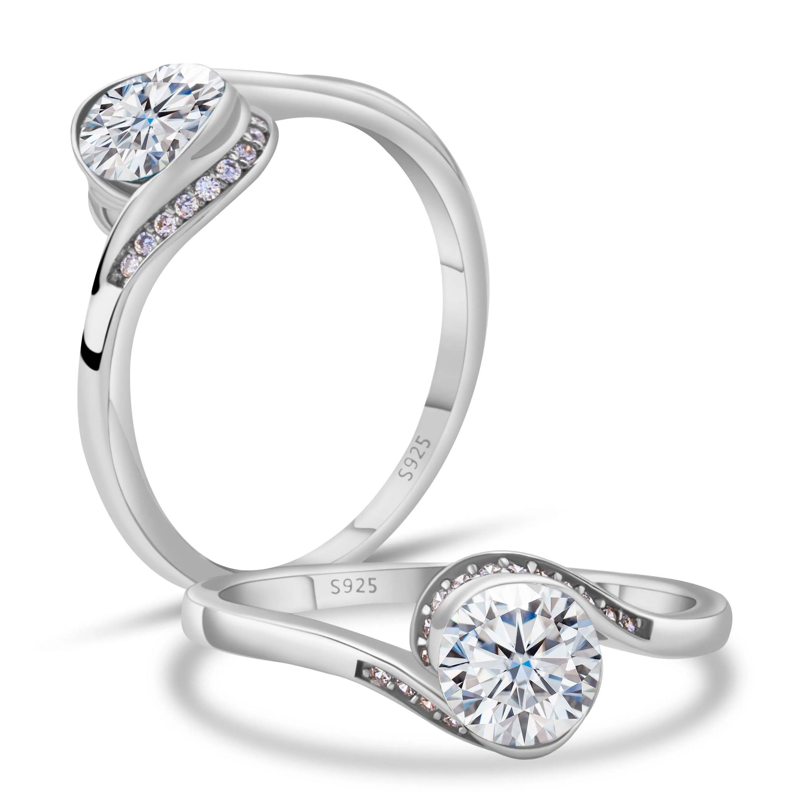 Moissanite Engagement Ring 1 Carat - Engagement Women's Moissanite Diamond Ring Luxury