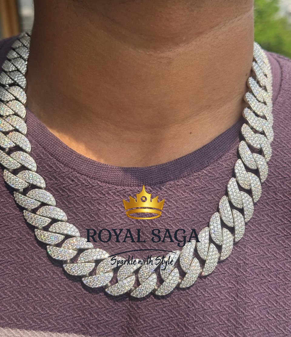 Custom 12mm/15mm/18mm 925 Silv - Cuban Link Chain 12Mm 评论和价格