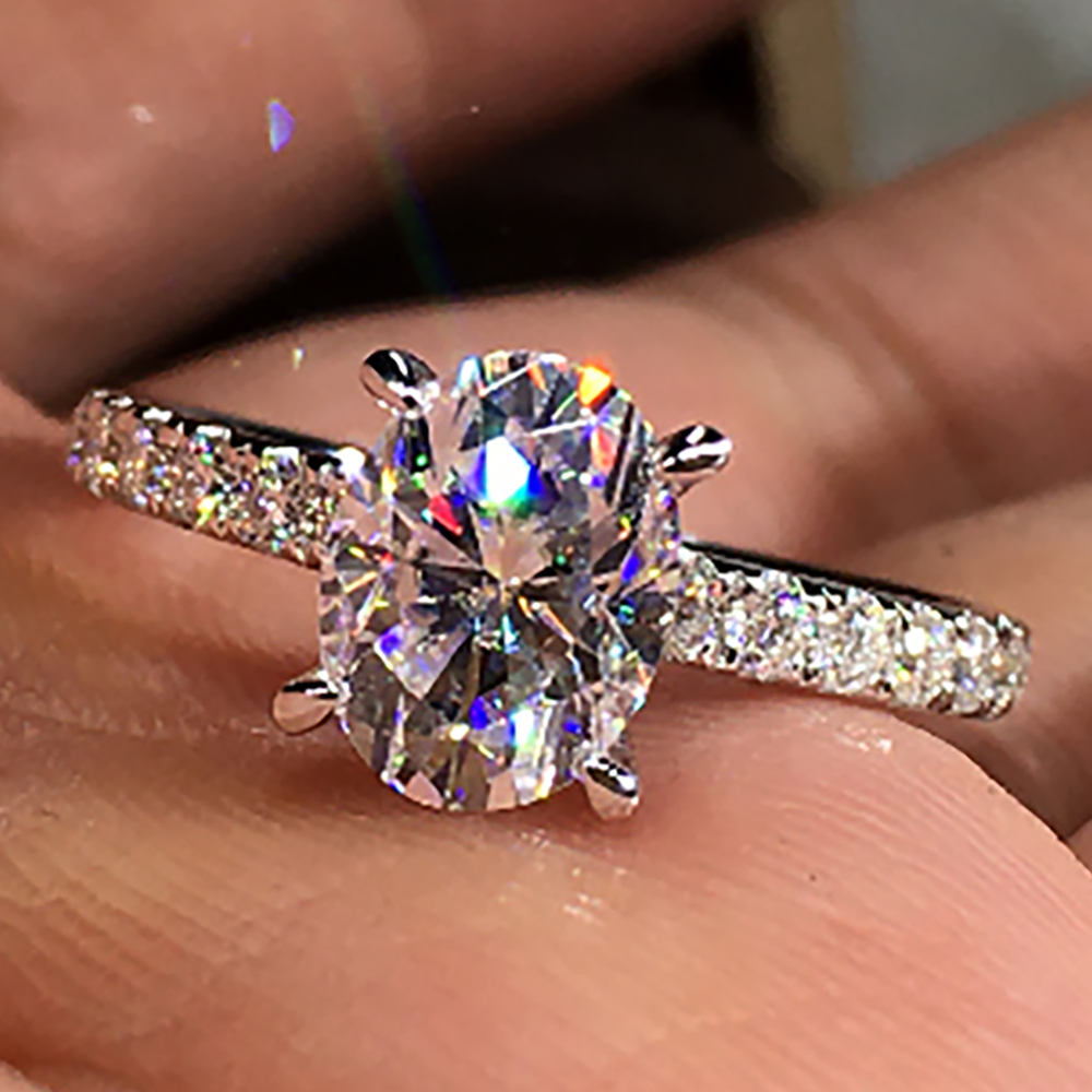 Custom Solid 10K White Gold Wo - Moissanite Engagement Ring 1 Carat 评论和价格