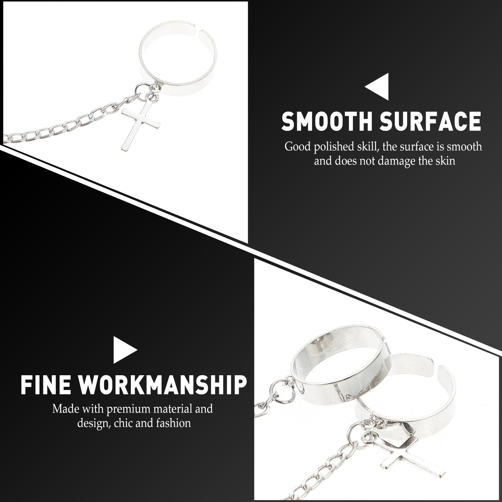 Knuckle Ring Set Cross Chain V - Vintage Punk Knuckle Rings Set 评论和价格
