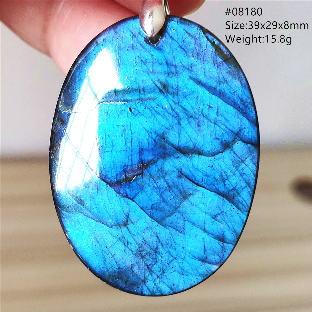 Natural Blue Labradorite Penda - 925 Sterling Silver Chain Necklace Men 评论和价格