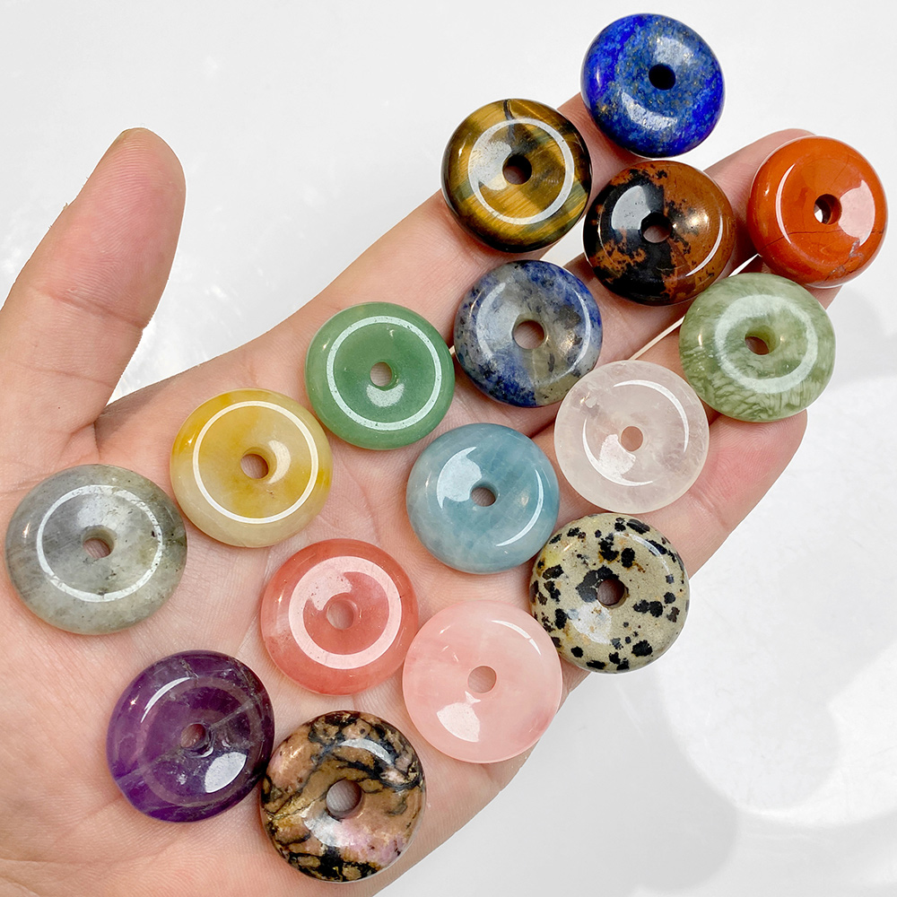 1pc 25MM Circle Donut for Neck - Crystal Pendant Necklace Natural Stone 评论和价格