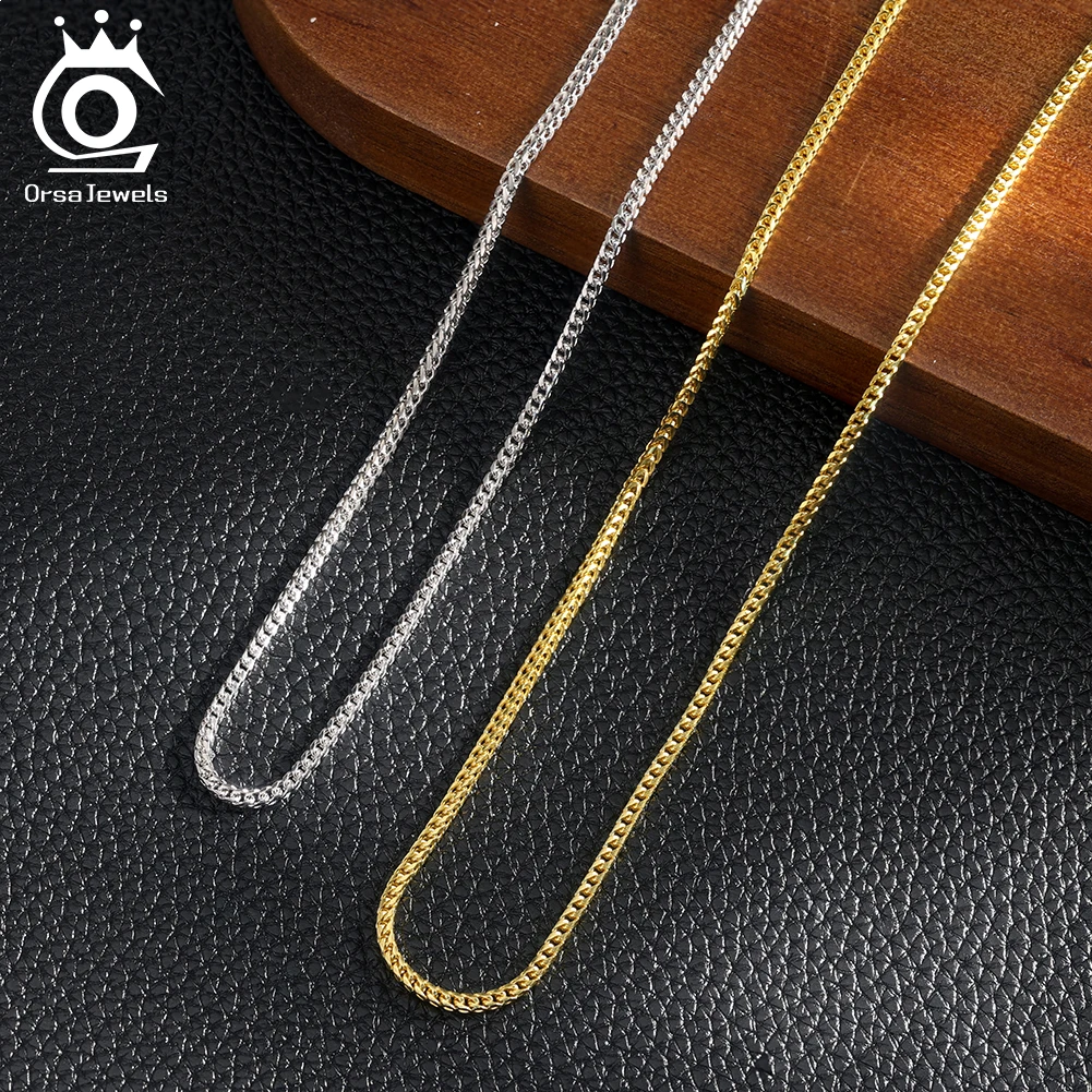 ORSA JEWELS S925 Silver 2mm Fr - 925 Sterling Silver Chain Necklace Men 评论和价格
