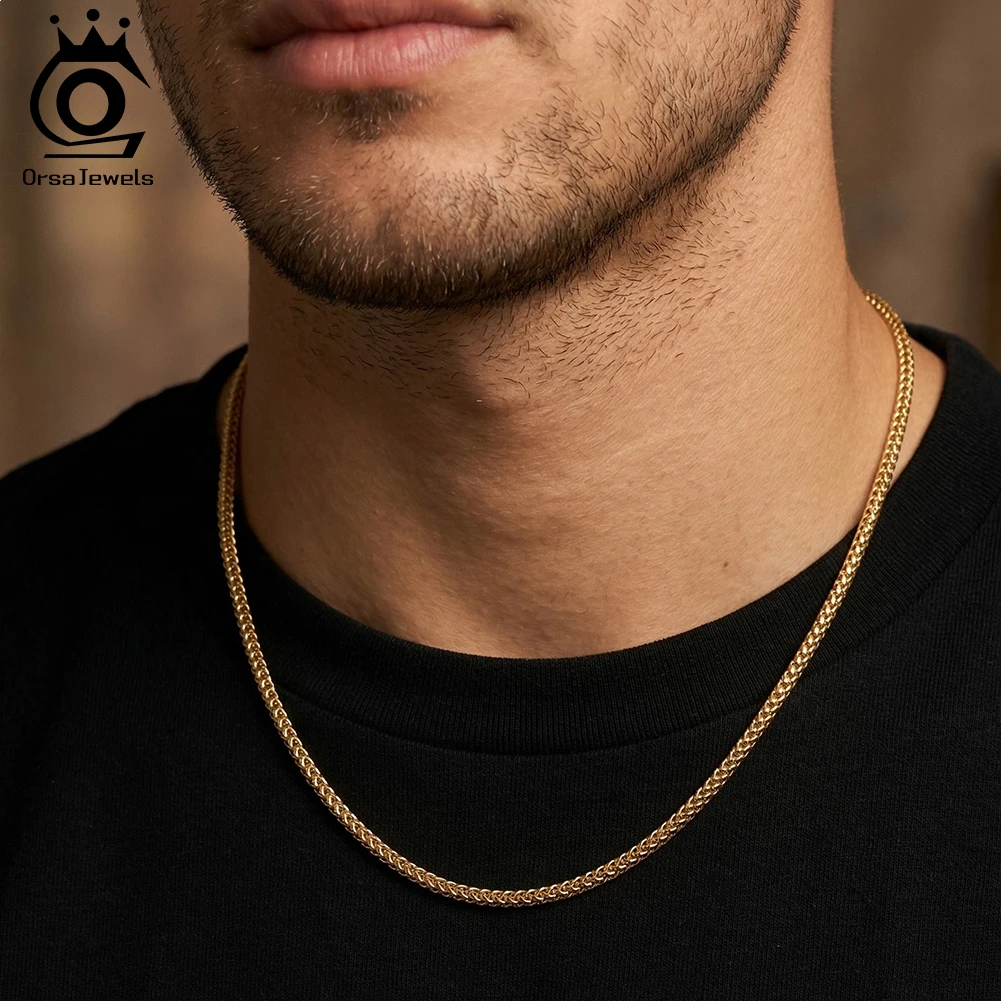 ORSA JEWELS S925 Silver 2mm Fr - 925 Sterling Silver Chain Necklace Men 评论和价格