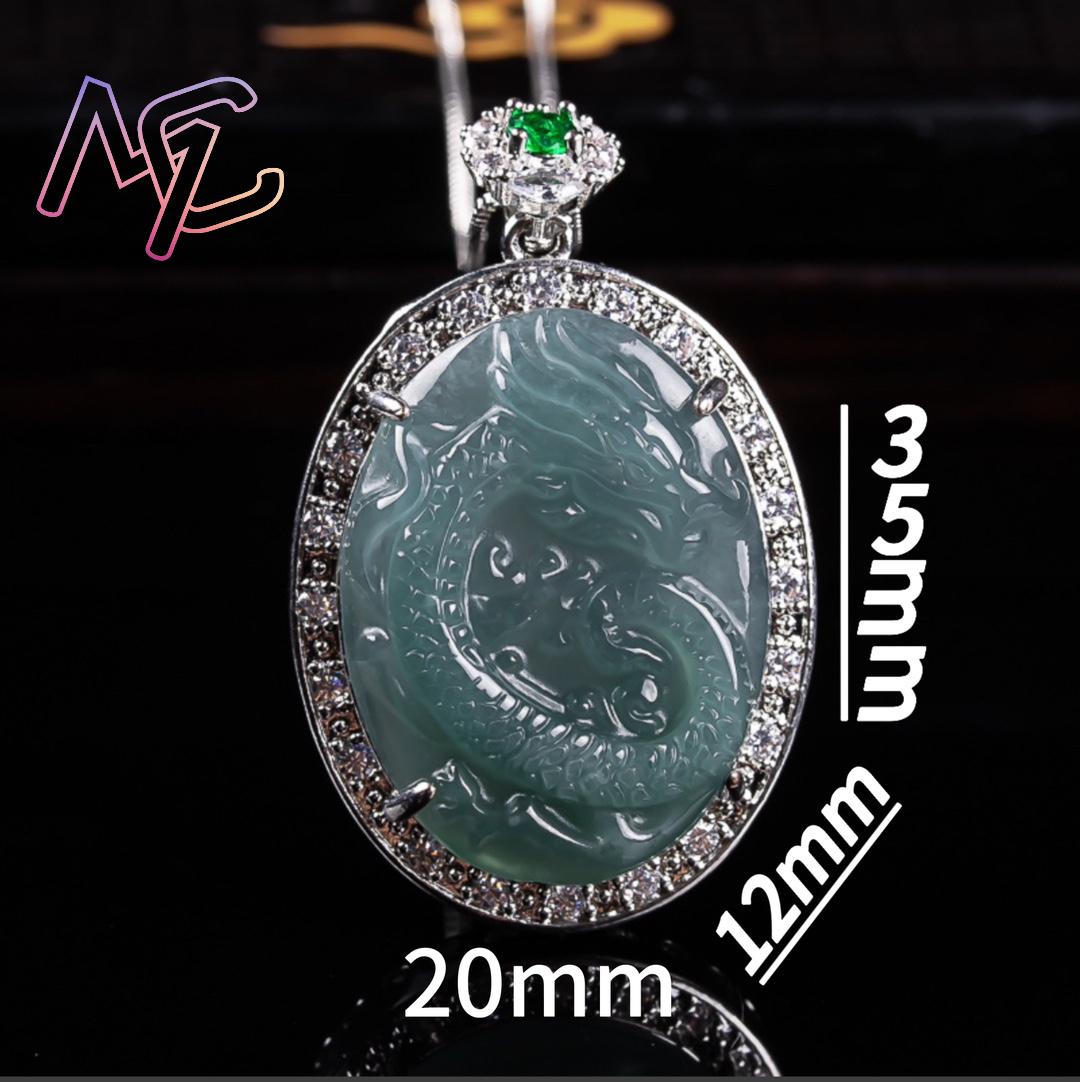 Myanmar Jadeite Dragon Pendant - 925 Sterling Silver Chain Necklace Men 评论和价格
